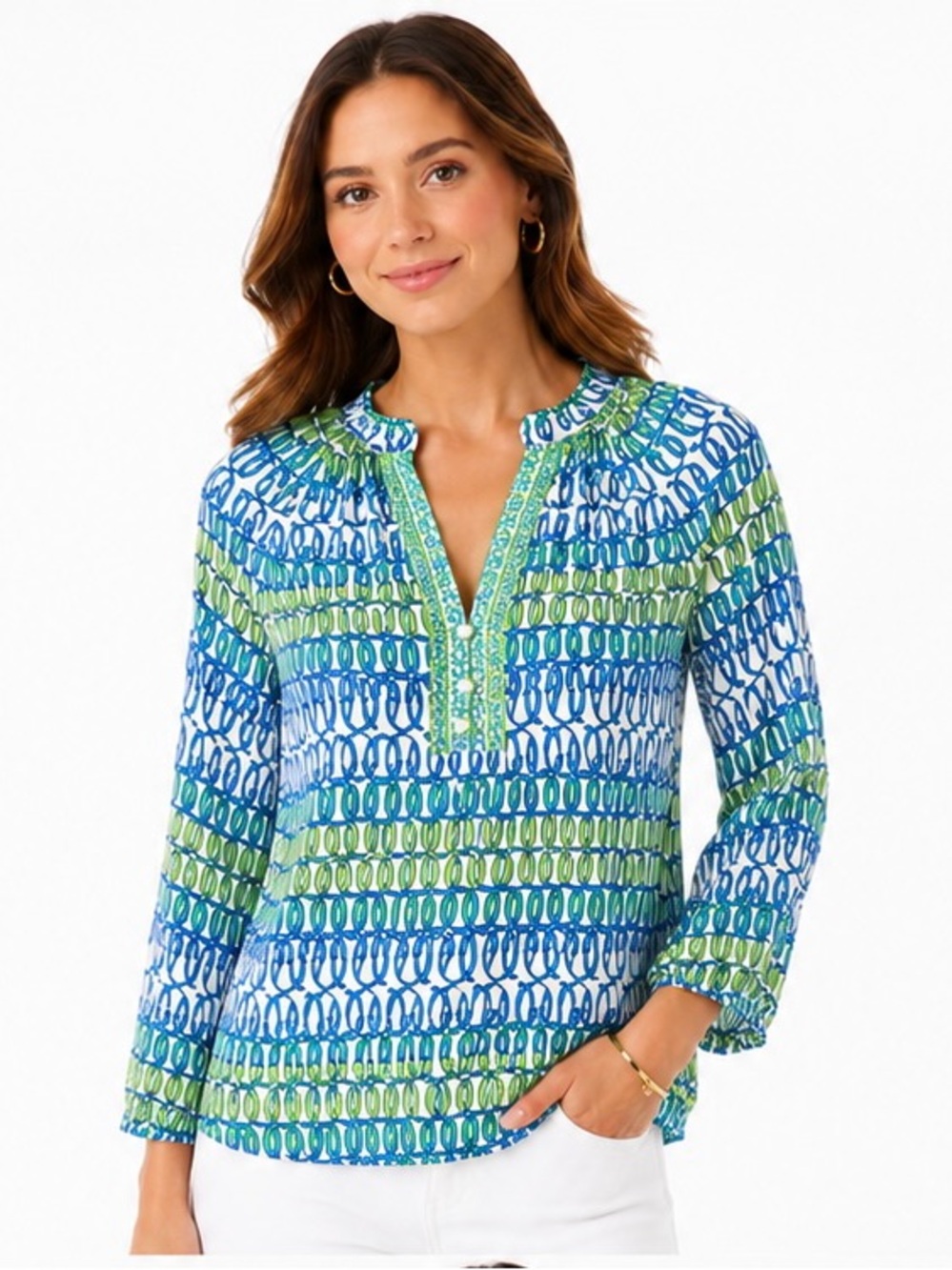 🌺 Trina Turk Silk Blend Printed Tunic Blouse